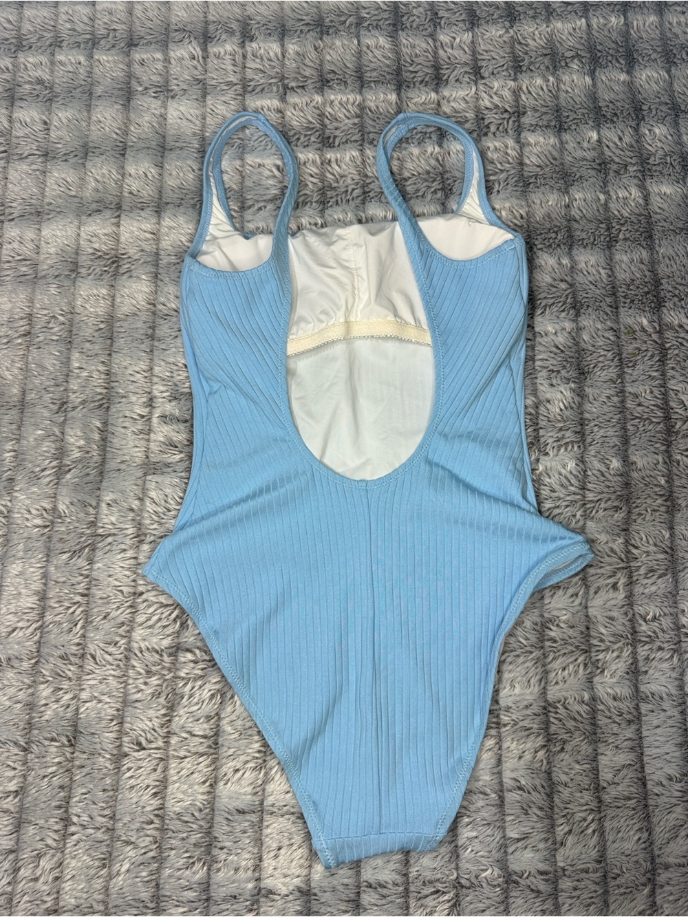 Polo by Ralph Lauren Ribbed Scoop One-Piece Swimsuit - Light Blue - Picture 4 of 6